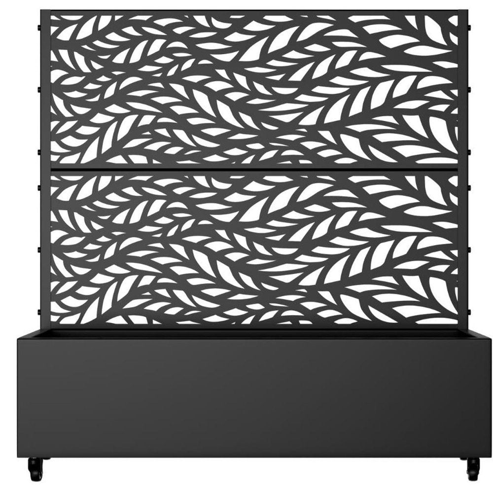 Set of Two Black Botanical Galvanized Metal Rectangular Planter Box HomeRoots