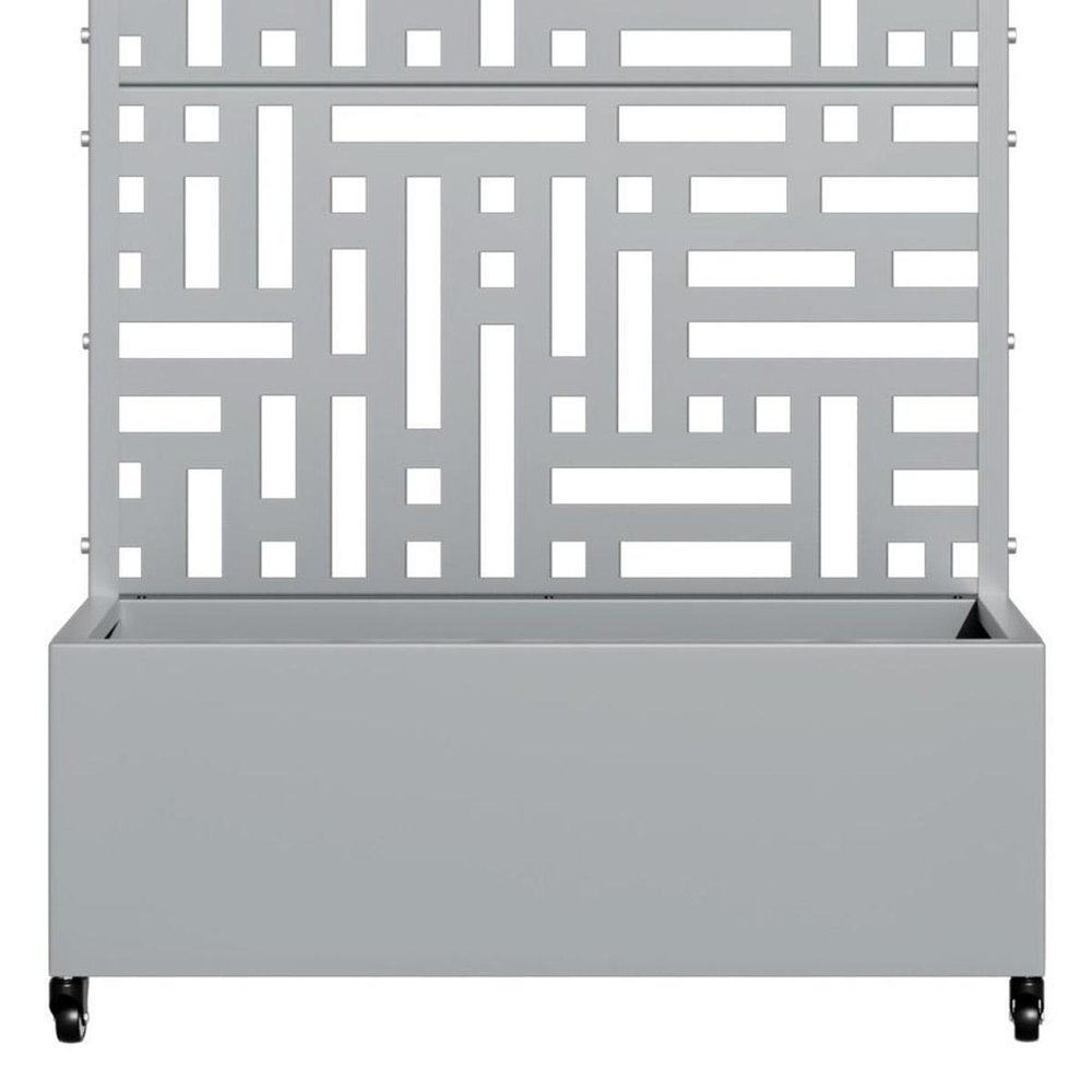 Set of Two Gray Geometric Galvanized Metal Rectangular Planter Box HomeRoots