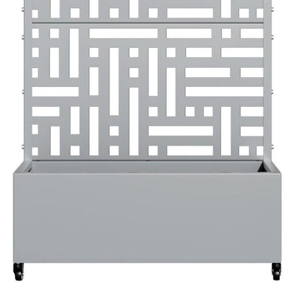 Set of Two Gray Geometric Galvanized Metal Rectangular Planter Box HomeRoots