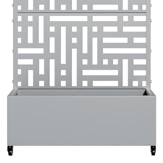 Set of Two Gray Geometric Galvanized Metal Rectangular Planter Box