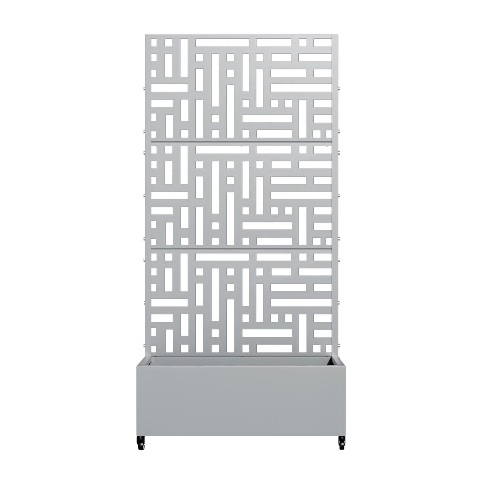 Set of Two Gray Geometric Galvanized Metal Rectangular Planter Box HomeRoots