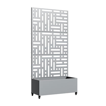 Set of Two Gray Geometric Galvanized Metal Rectangular Planter Box HomeRoots
