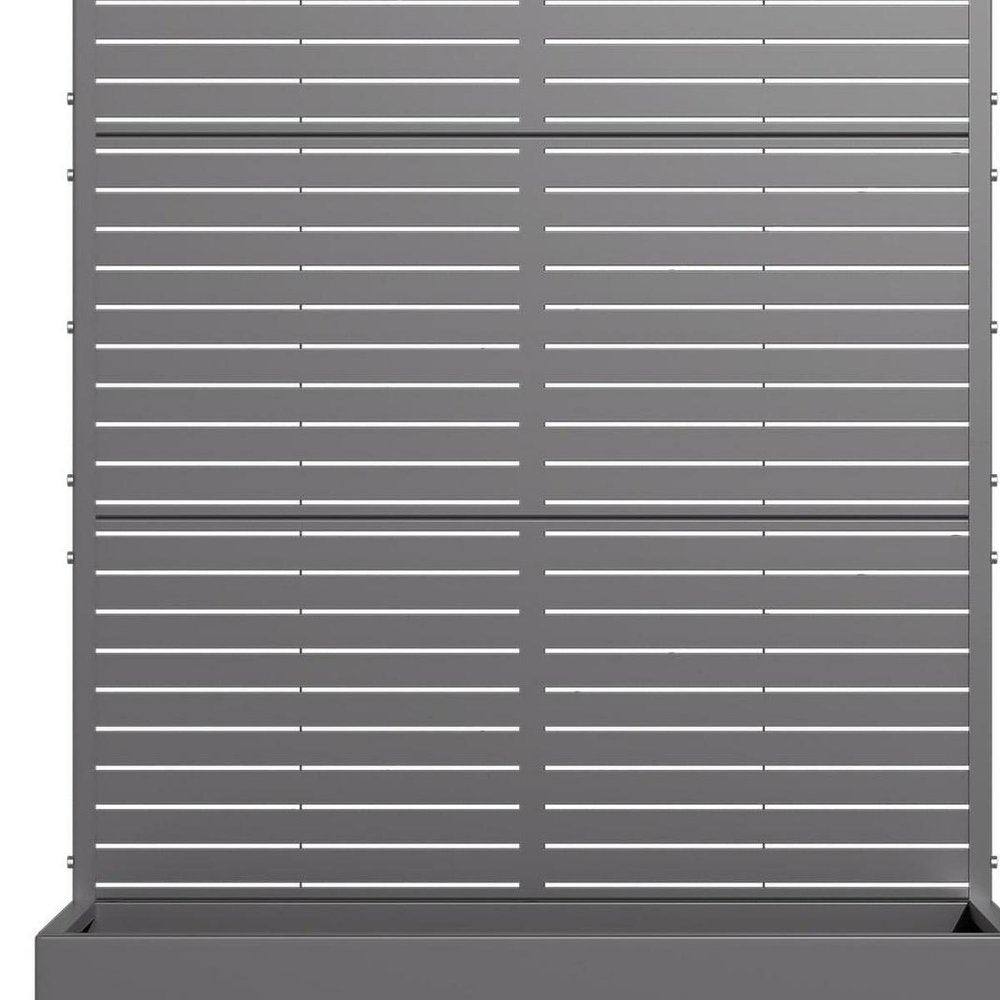 Set of Two Gray Striped Galvanized Metal Rectangular Planter Box — view 5