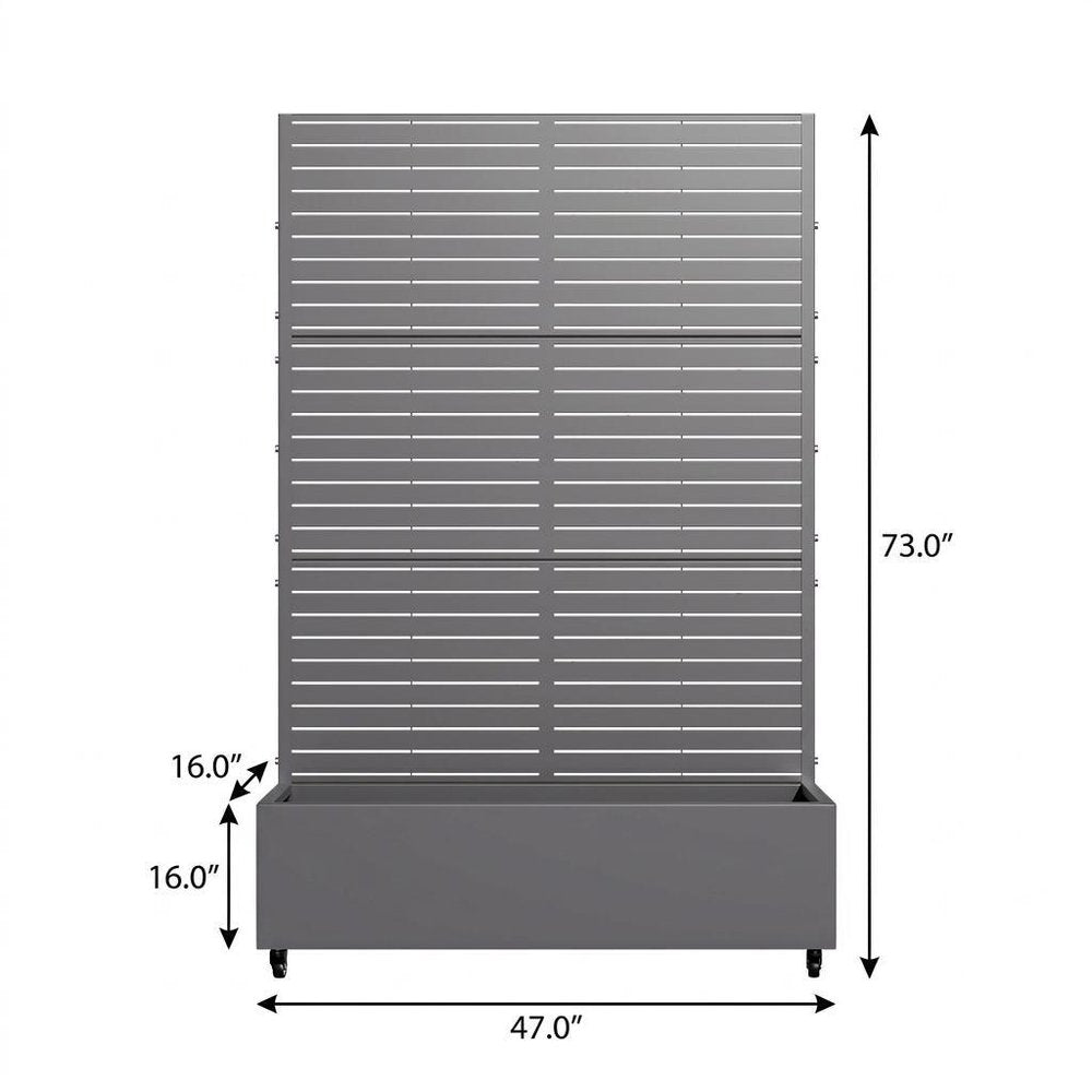 Set of Two Gray Striped Galvanized Metal Rectangular Planter Box — view 6