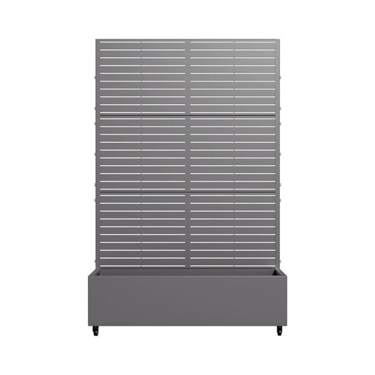 Set of Two Gray Striped Galvanized Metal Rectangular Planter Box