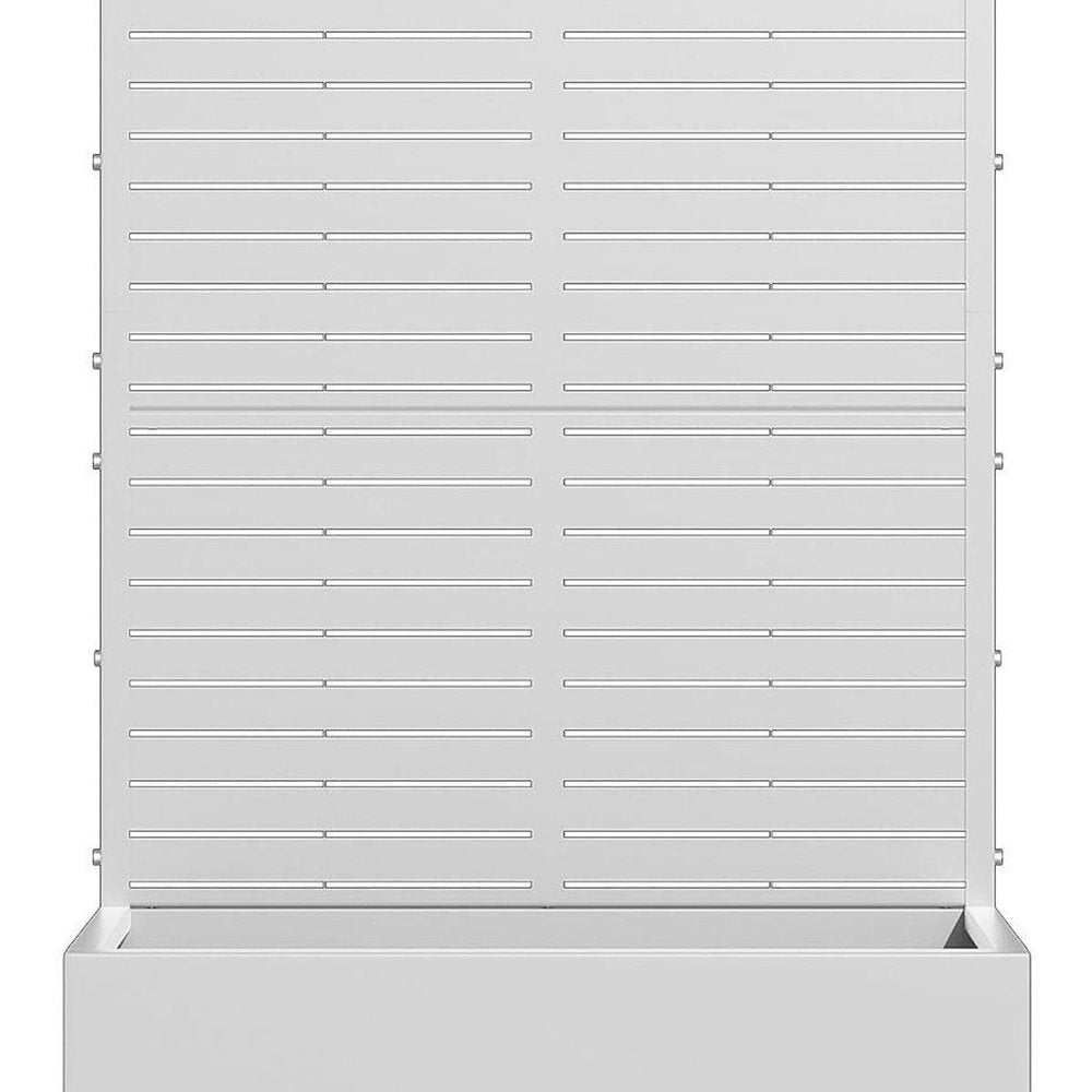 Set of Two White Striped Galvanized Metal Rectangular Planter Box — view 2