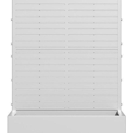 Set of Two White Striped Galvanized Metal Rectangular Planter Box