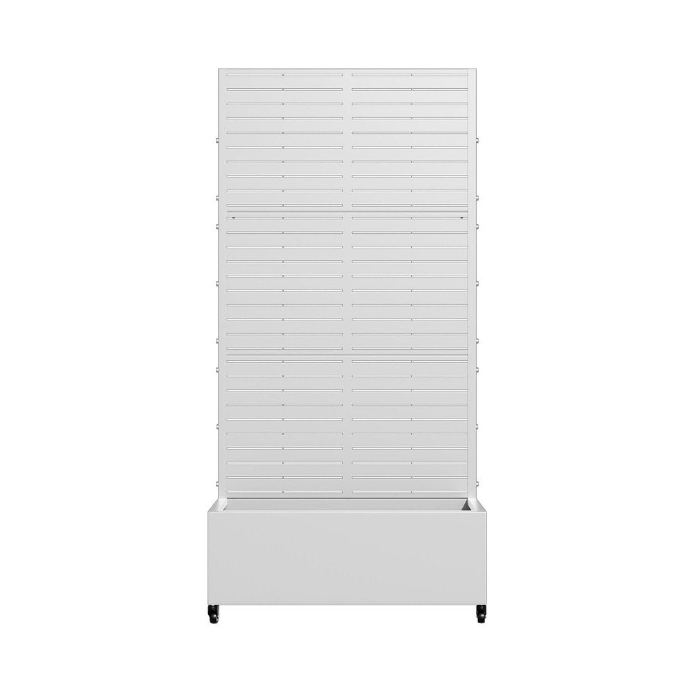 Set of Two White Striped Galvanized Metal Rectangular Planter Box — view 3
