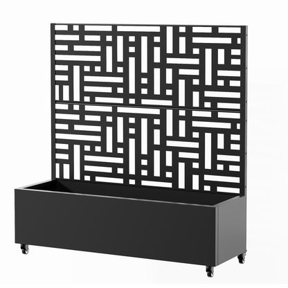 Set of Two Black Geometric Galvanized Metal Rectangular Planter Box