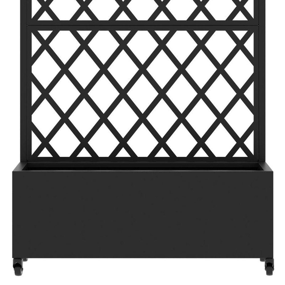 Set of Two Black Geometric Galvanized Metal Oval Planter Box HomeRoots