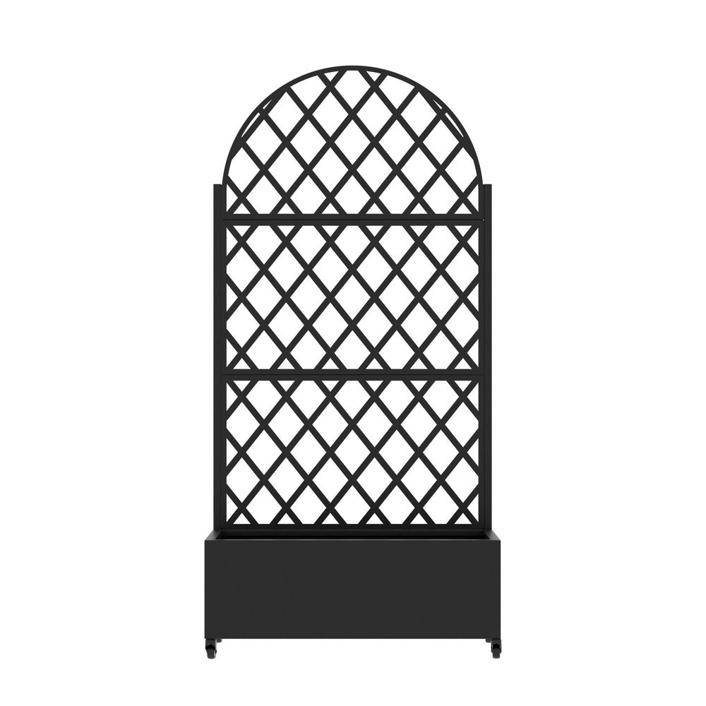 Set of Two Black Geometric Galvanized Metal Oval Planter Box