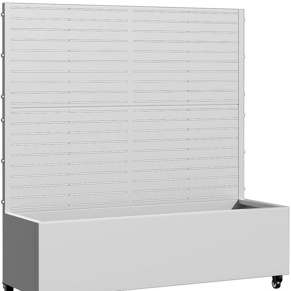 Set of Two White Striped Galvanized Metal Rectangular Planter Box HomeRoots