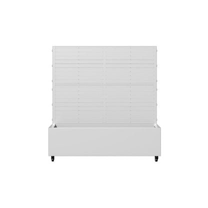 Set of Two White Striped Galvanized Metal Rectangular Planter Box