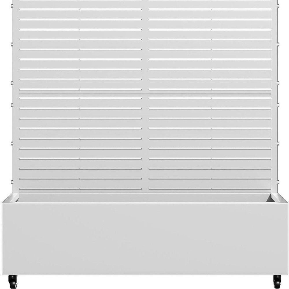 Set of Two White Striped Galvanized Metal Rectangular Planter Box