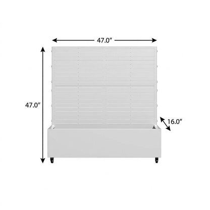 Set of Two White Striped Galvanized Metal Rectangular Planter Box