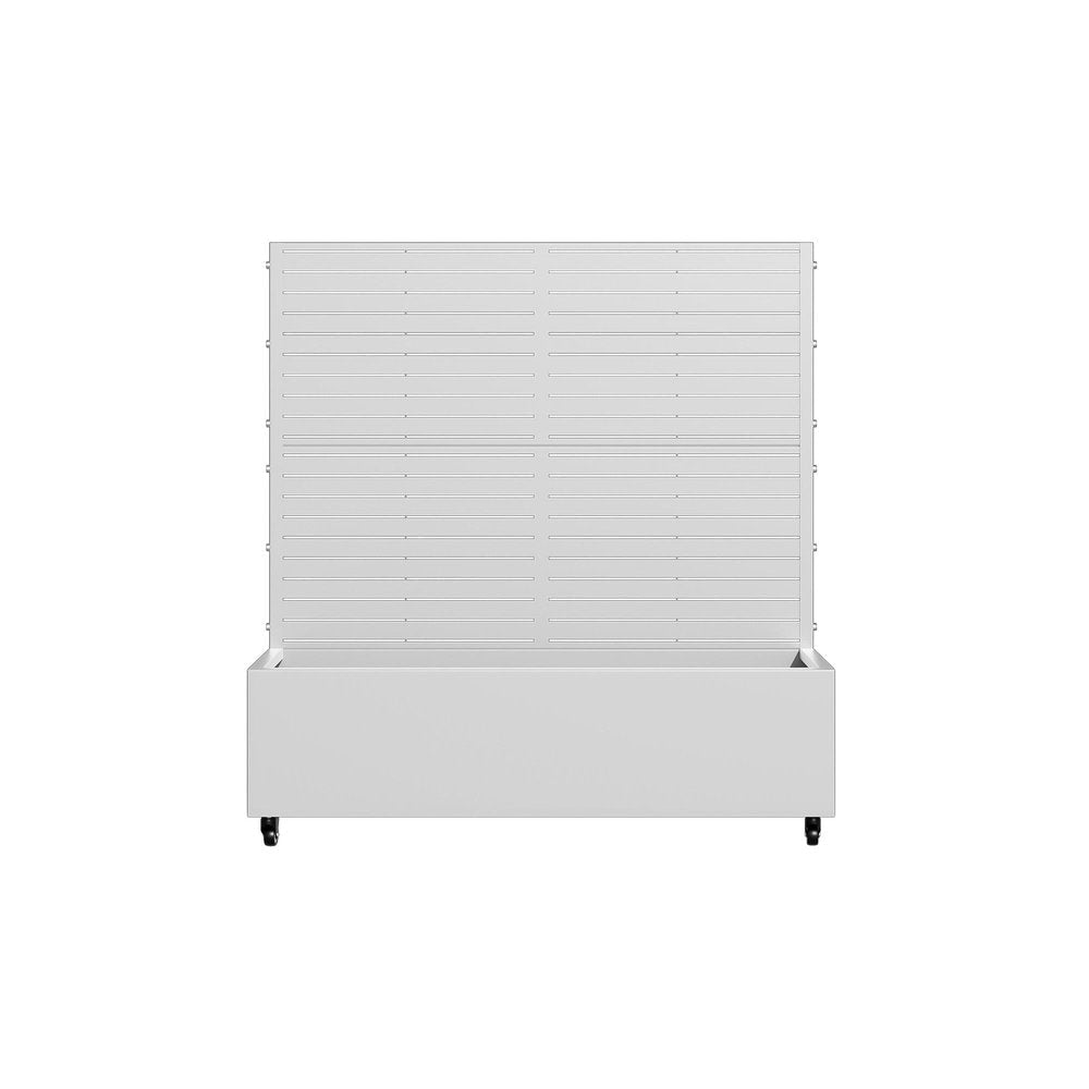 Set of Two White Striped Galvanized Metal Rectangular Planter Box — view 2