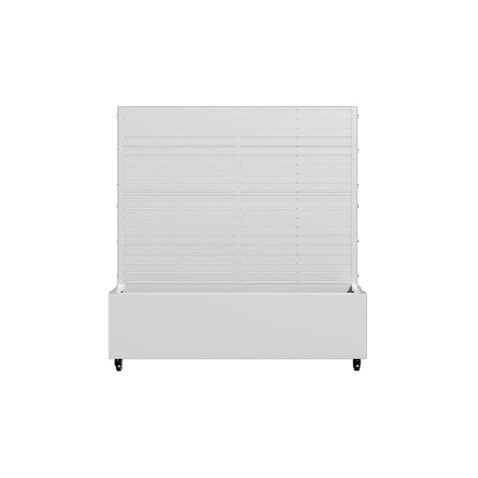 Set of Two White Striped Galvanized Metal Rectangular Planter Box