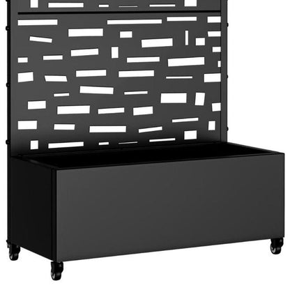 Set of Two Black Geometric Galvanized Metal Rectangular Planter Box HomeRoots