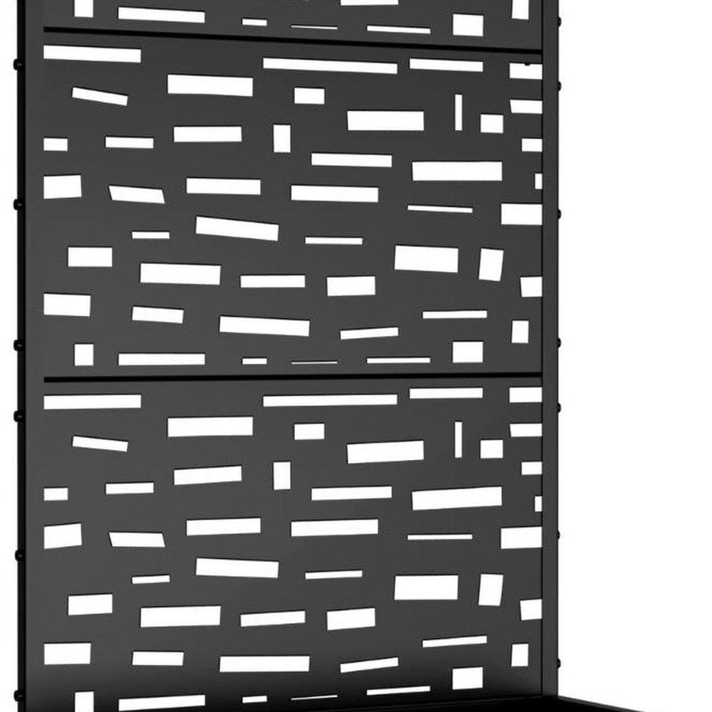 Set of Two Black Geometric Galvanized Metal Rectangular Planter Box — view 4