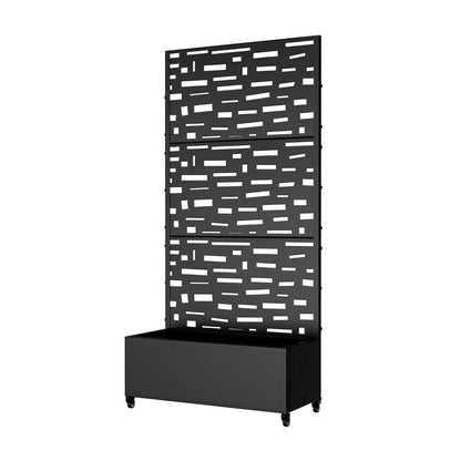 Set of Two Black Geometric Galvanized Metal Rectangular Planter Box