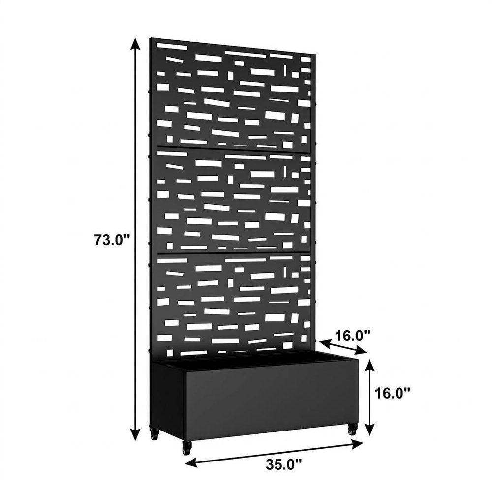 Set of Two Black Geometric Galvanized Metal Rectangular Planter Box — view 6