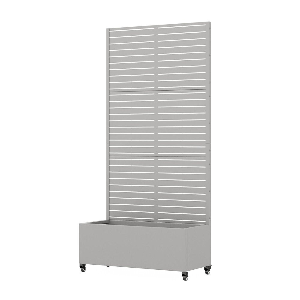 Set of Two Gray Striped Galvanized Metal Rectangular Planter Box