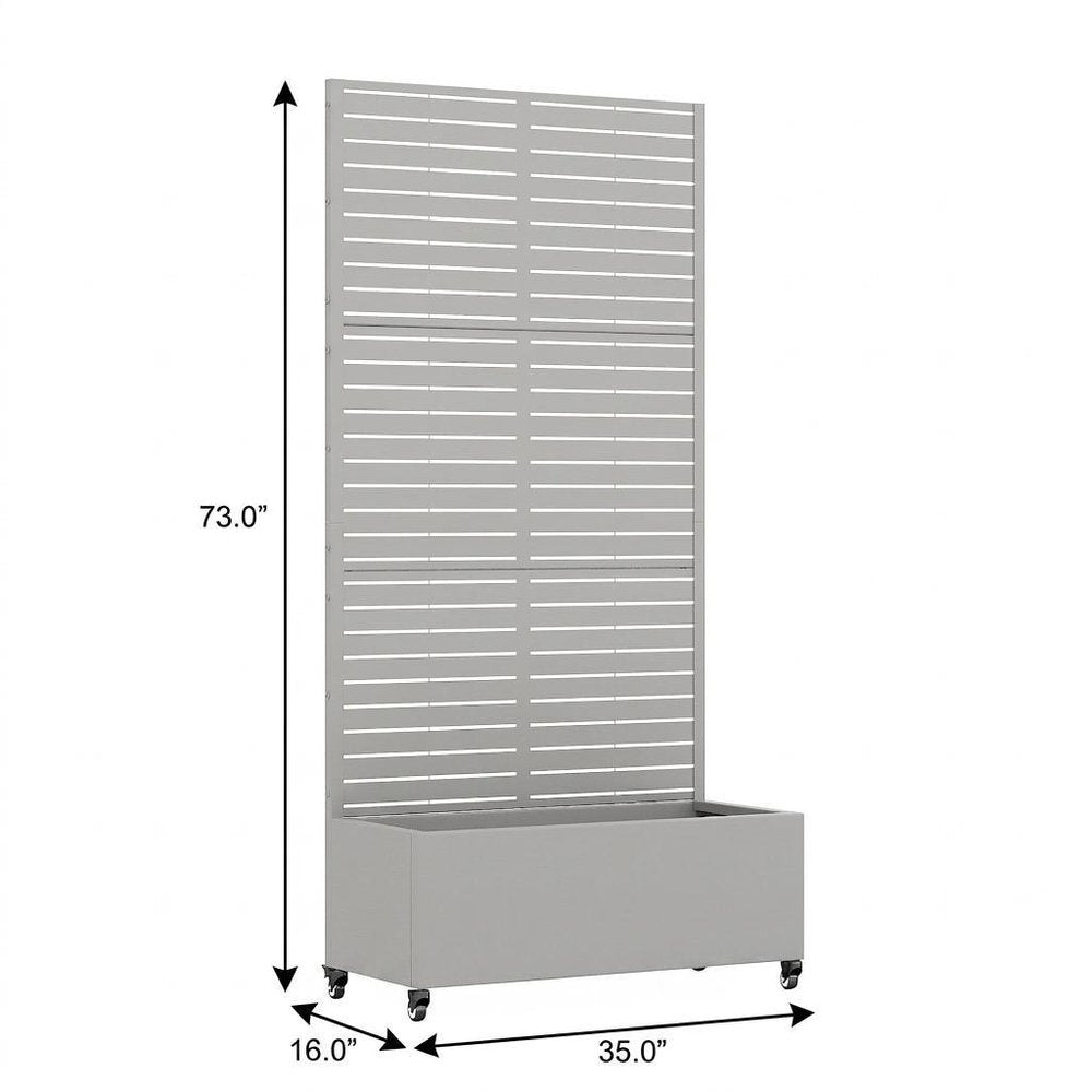 Set of Two Gray Striped Galvanized Metal Rectangular Planter Box — view 6