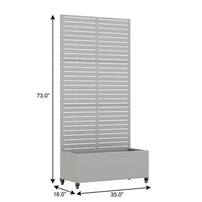 Set of Two Gray Striped Galvanized Metal Rectangular Planter Box
