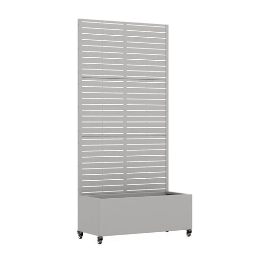 Set of Two Gray Striped Galvanized Metal Rectangular Planter Box