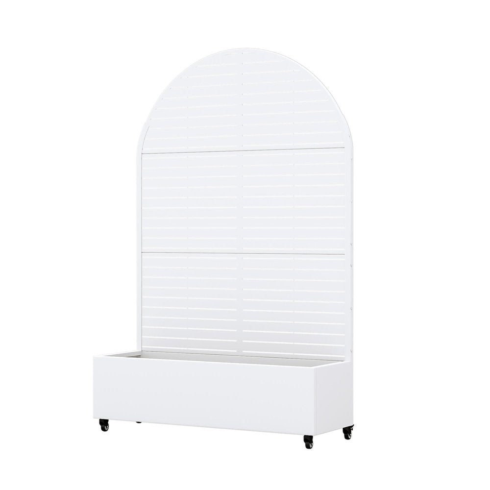 Set of Two White Striped Galvanized Metal Oval Planter Box — view 5
