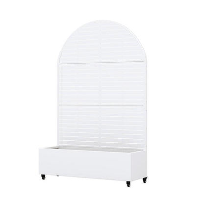 Set of Two White Striped Galvanized Metal Oval Planter Box