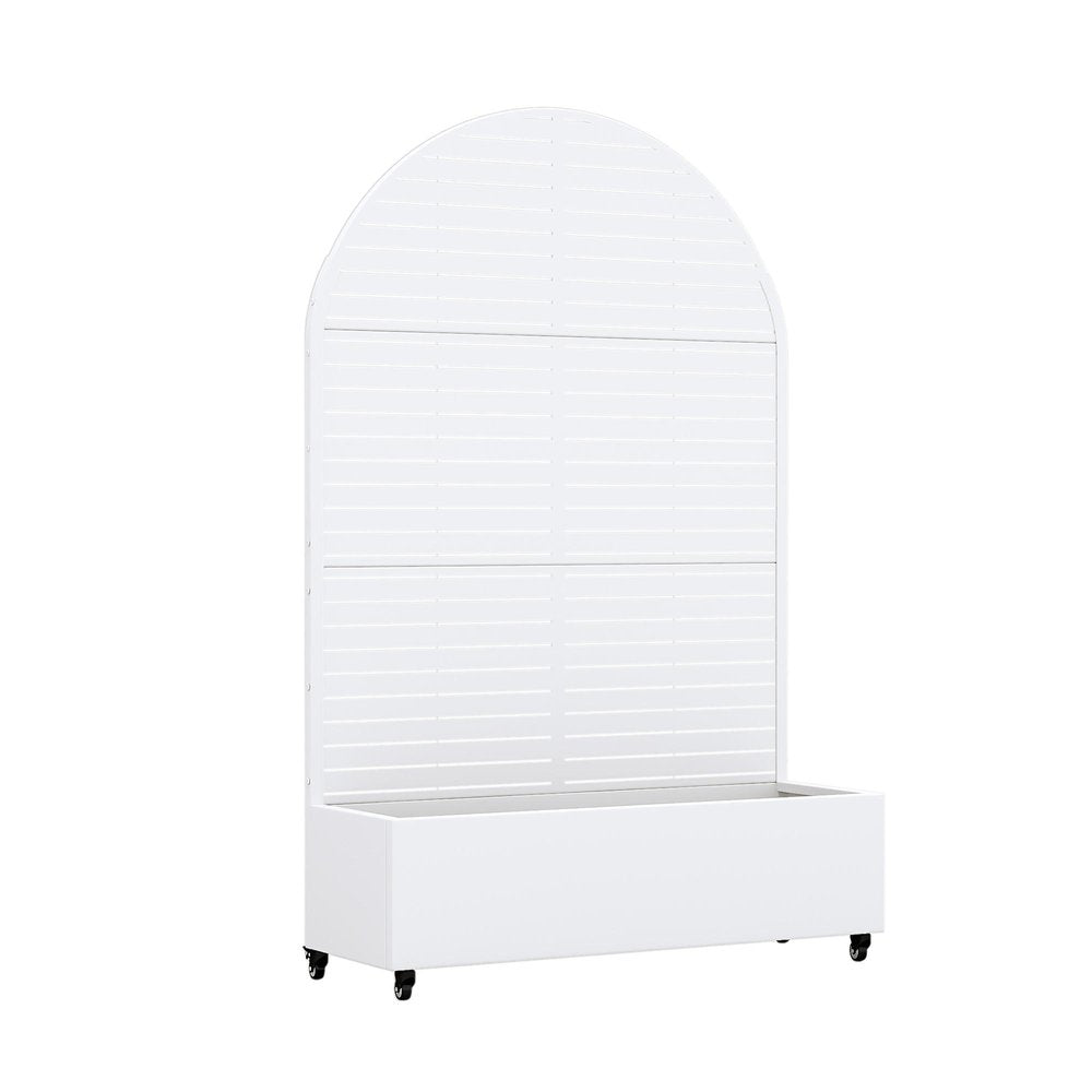 Set of Two White Striped Galvanized Metal Oval Planter Box HomeRoots