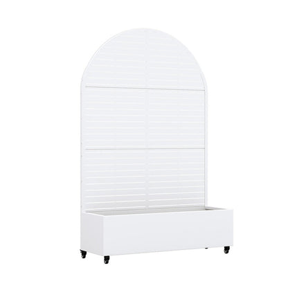 Set of Two White Striped Galvanized Metal Oval Planter Box HomeRoots