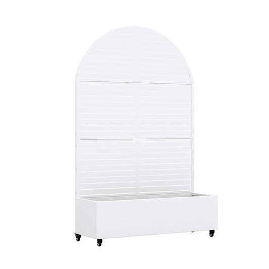 Set of Two White Striped Galvanized Metal Oval Planter Box
