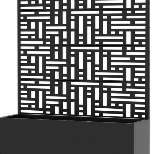 Set of Four Black Geometric Galvanized Metal Rectangular Planter Box