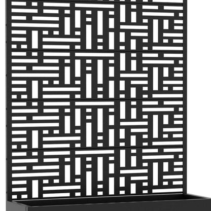 Set of Four Black Geometric Galvanized Metal Rectangular Planter Box