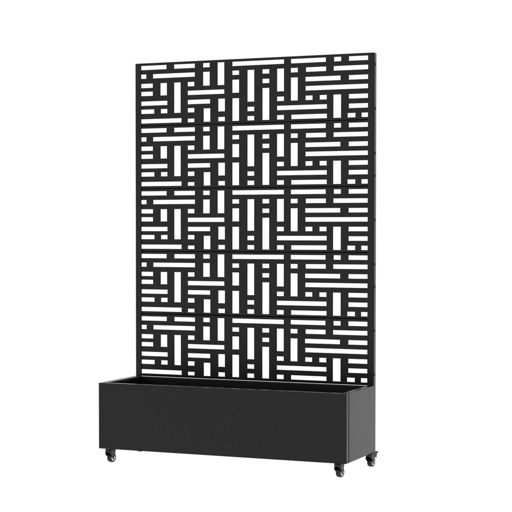 Set of Four Black Geometric Galvanized Metal Rectangular Planter Box — view 2