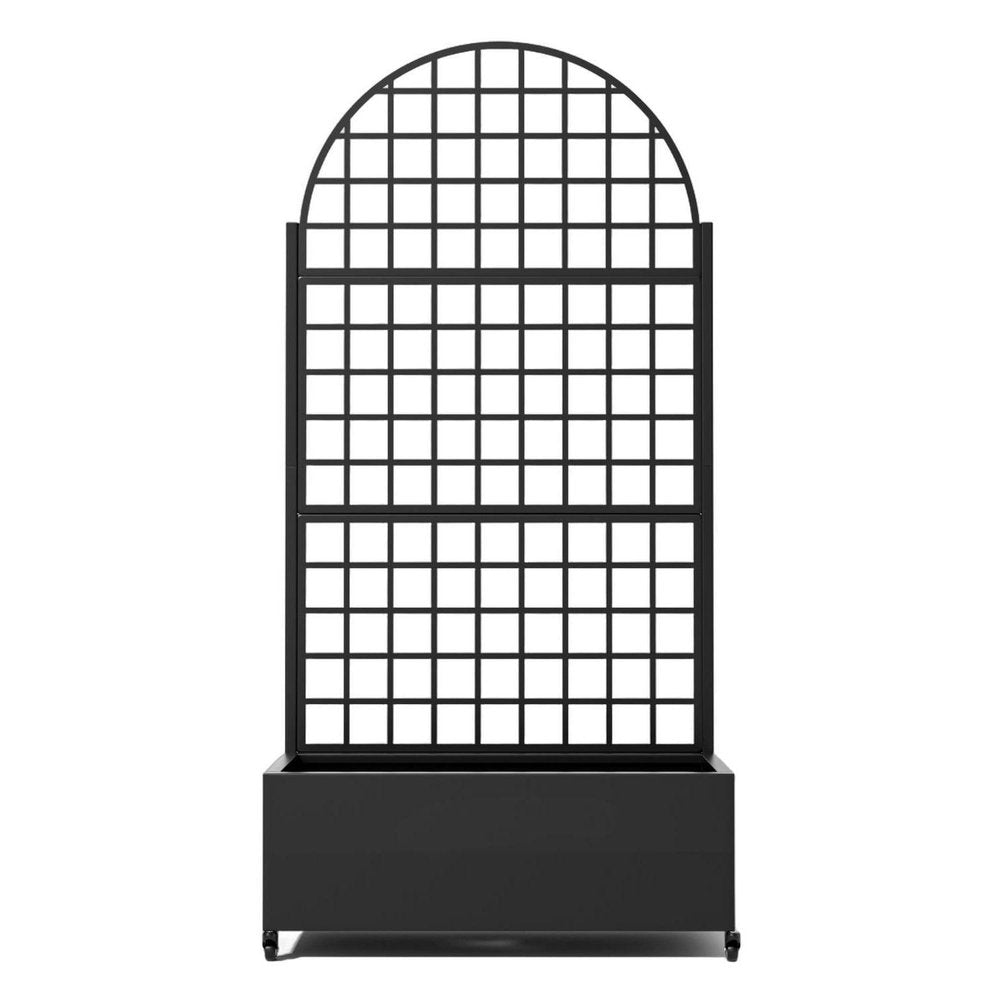 Set of Two Black Geometric Galvanized Metal Oval Planter Box