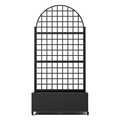 Set of Two Black Geometric Galvanized Metal Oval Planter Box