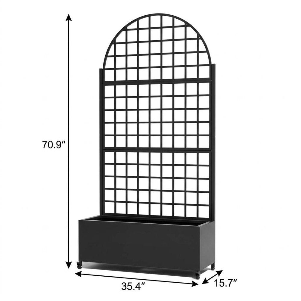 Set of Two Black Geometric Galvanized Metal Oval Planter Box — view 7