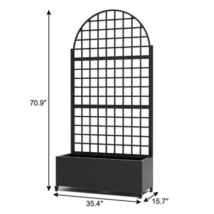 Set of Two Black Geometric Galvanized Metal Oval Planter Box