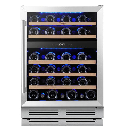 32" X 22" Silver and Black Metal Dual Compartment Wine Refrigerator