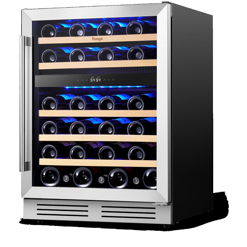 32" X 22" Silver and Black Metal Dual Compartment Wine Refrigerator HomeRoots