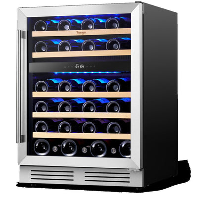 32" X 22" Silver and Black Metal Dual Compartment Wine Refrigerator HomeRoots