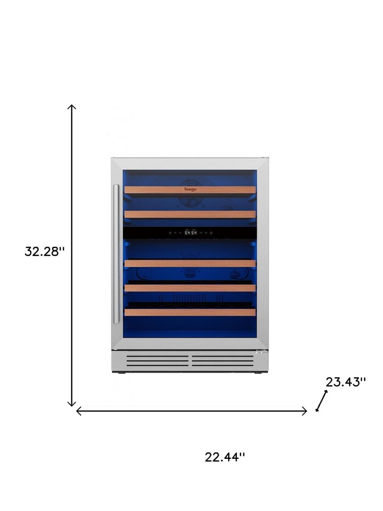 32" X 22" Silver and Black Metal Dual Compartment Wine Refrigerator HomeRoots