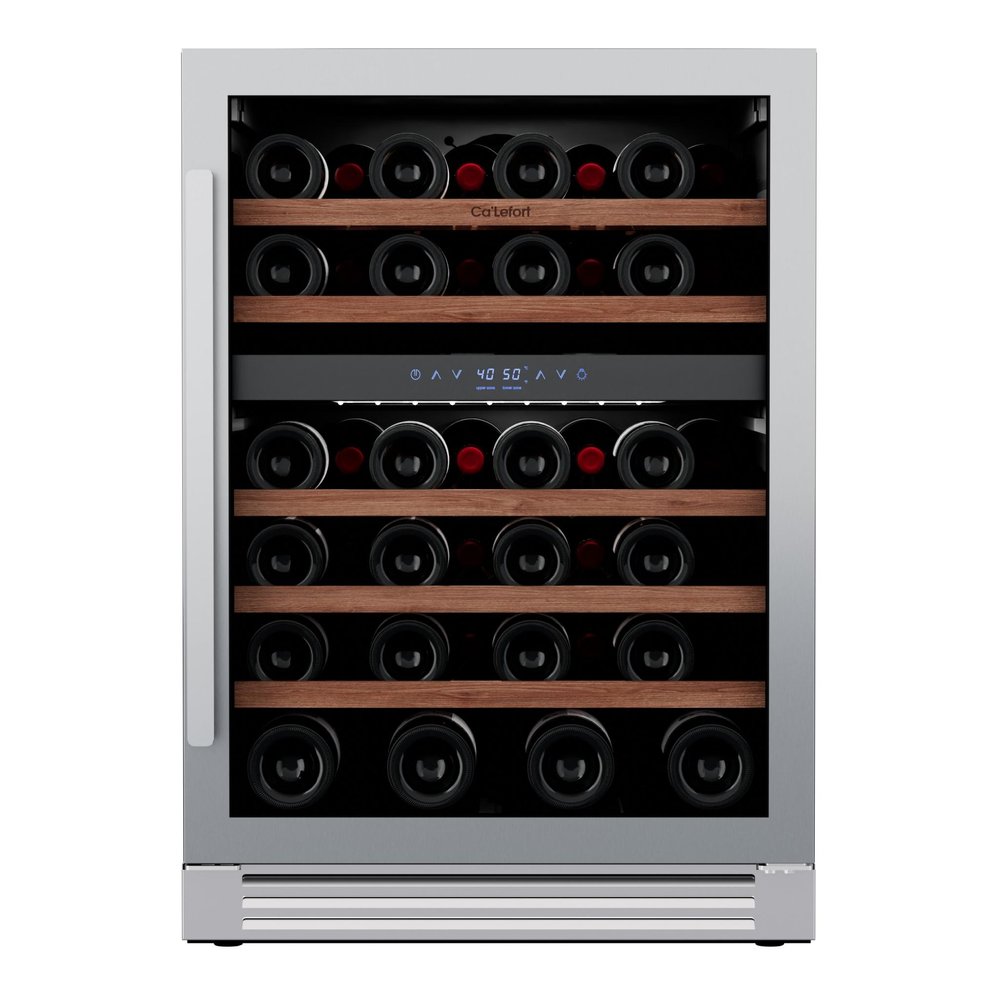 34" X 24" Clear and Silver Stainless Steel Dual Compartment Wine Refrigerator — view 1