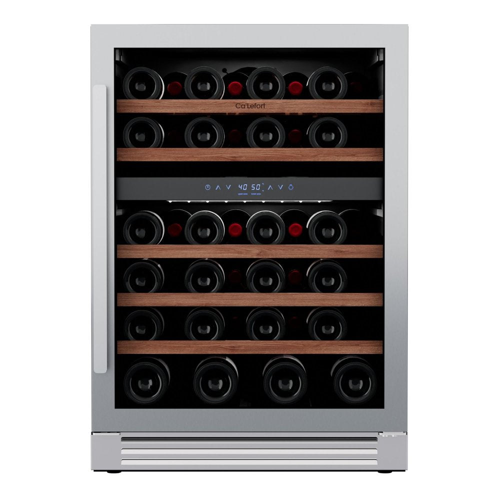 34" X 24" Clear and Silver Stainless Steel Dual Compartment Wine Refrigerator HomeRoots
