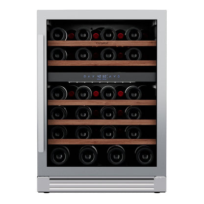 34" X 24" Clear and Silver Stainless Steel Dual Compartment Wine Refrigerator HomeRoots