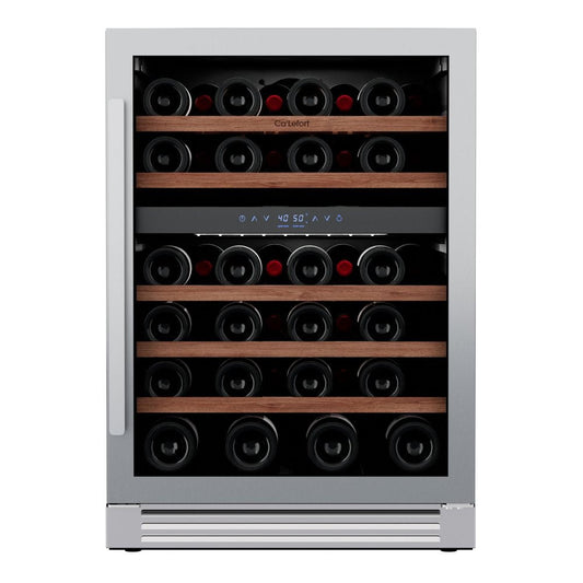 34" X 24" Clear and Silver Stainless Steel Dual Compartment Wine Refrigerator HomeRoots