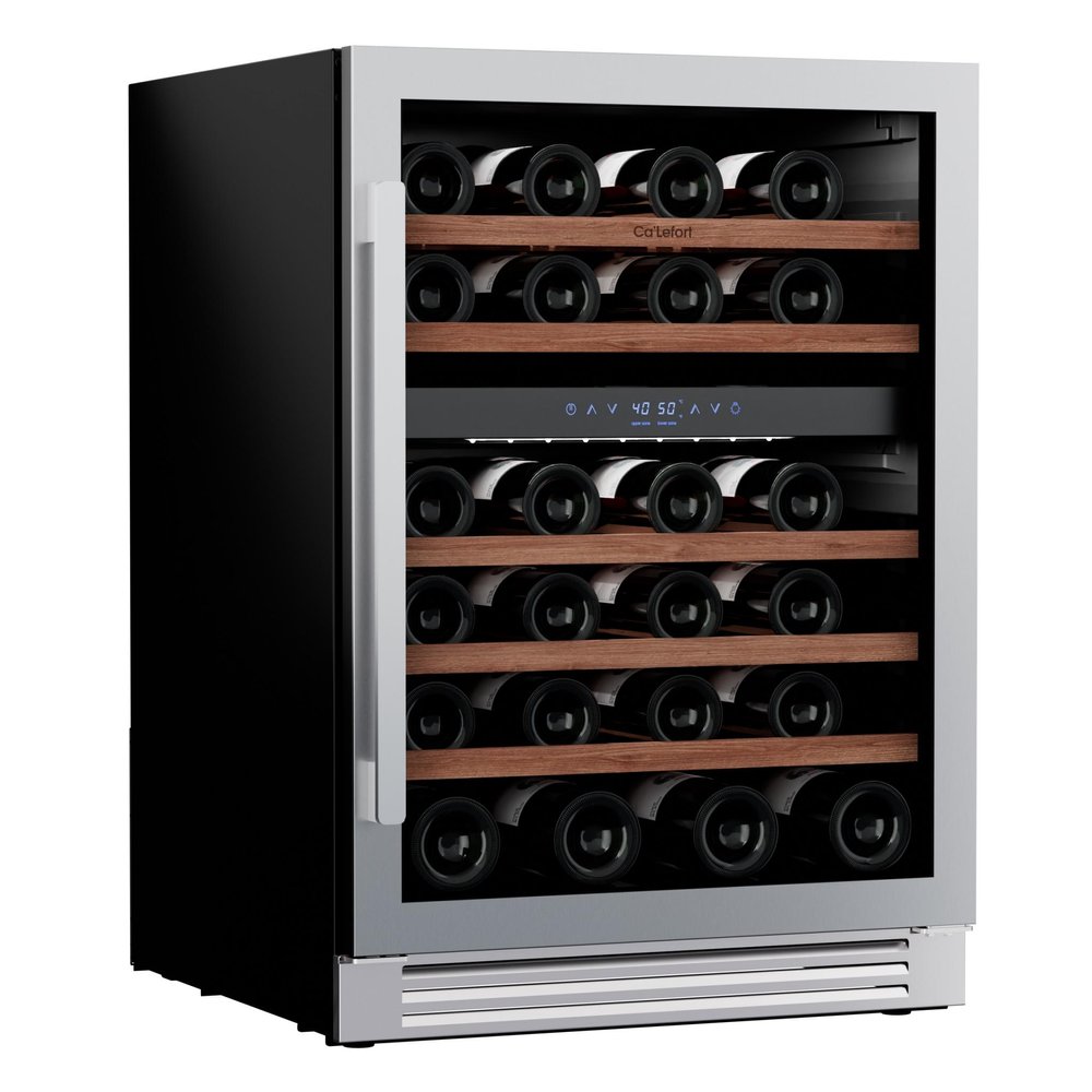 34" X 24" Clear and Silver Stainless Steel Dual Compartment Wine Refrigerator HomeRoots